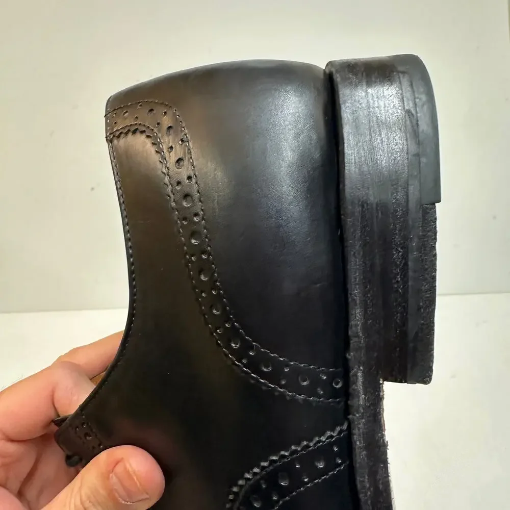 VGUC Grant Stone x J. Crew Ludlow Wingtip Oxford Black Calf Bench Made 11.5 D